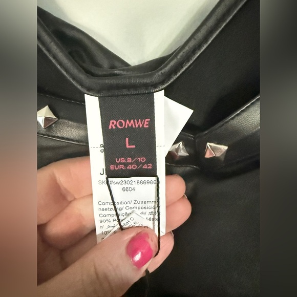 Black Faux Leather Studded Top - Picture 3 of 4